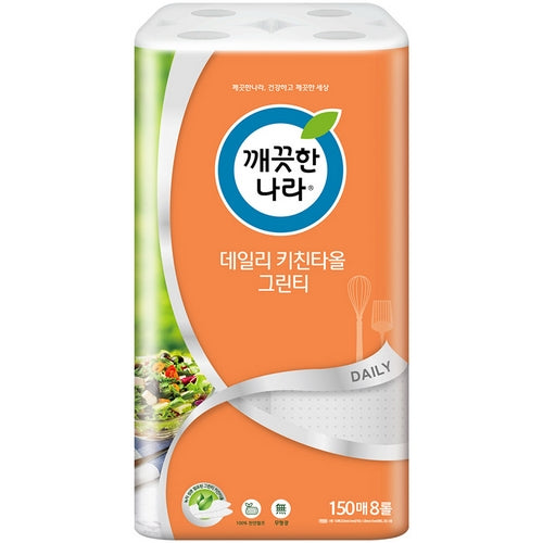 깨끗한 나라 키친타올 그린티 150장 x 8롤 (GST 별도)