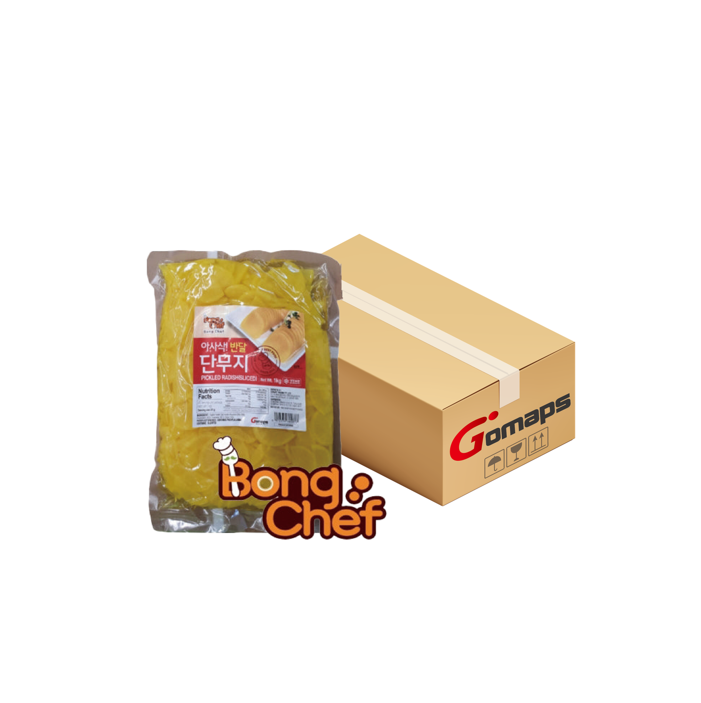 봉셰프 반찬용 반달(썬) 단무지 1KG x 10입