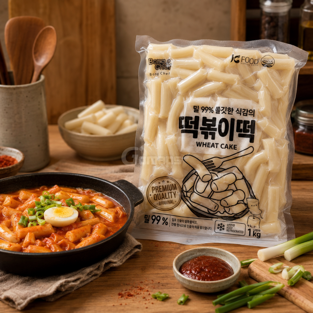 Bong Chef Tteokbokki Rice Cake (Wheat Rice Cake) Thin 1KG x 10
