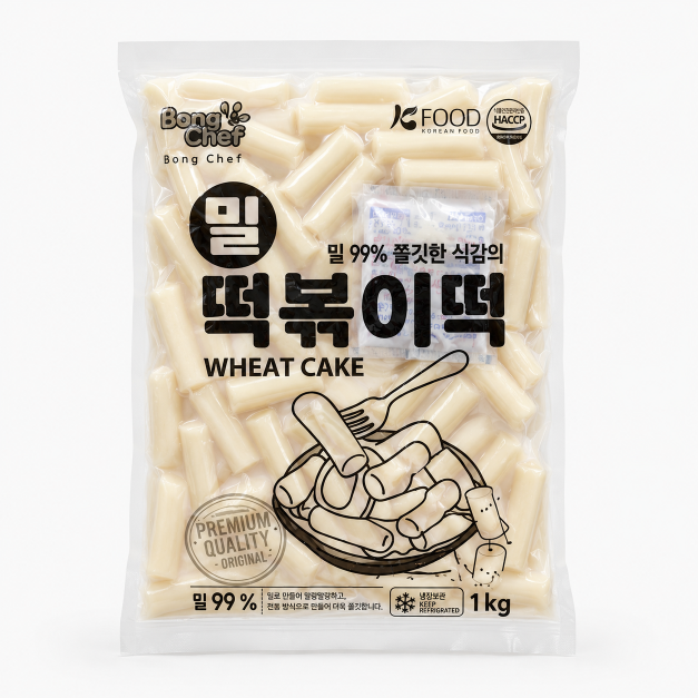 Bong Chef Tteokbokki Rice Cake (Wheat Rice Cake) Thin 1KG x 10