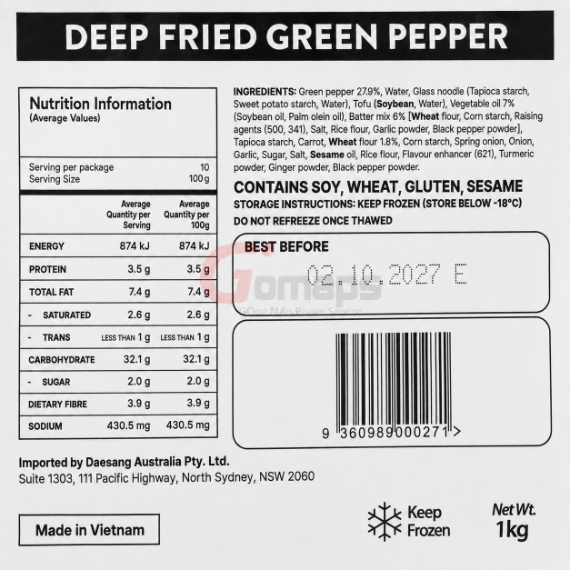 FROZEN DEEP FRIED GREEN PEPPER 1KG