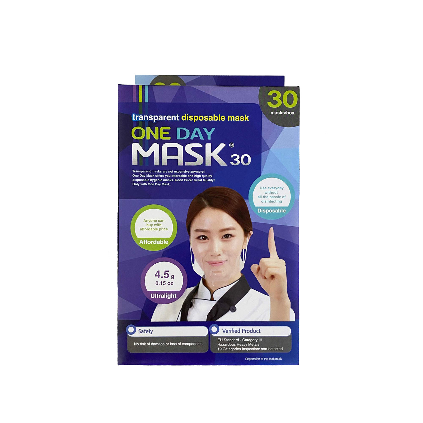 ONE DAY HYGIENE MASK (TRANSPARENT) 1PACK (30EA)